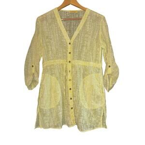 Fresh Produce Swimming Suit Cover Up Butter Yellow Size MD/LG Sheer Beach Costal